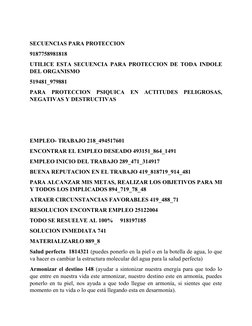 SECUENCIAS PARA PROTECCION 
9187758981818
UTILICE ESTA SECUENCIA PARA PROTECCION DE TODA INDOLE
DEL ORGANISMO
519481_979881
P