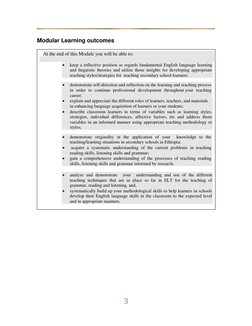 3 
 
 
Modular Learning outcomes 
 
 
 
 
 
 
 
 
 
 
 
 
 
 
At the end of this Module you will be able to: 
 
 
keep