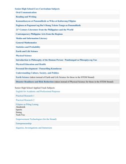 Core Subjects in Senior High School | PDF | Science | Social Sciences