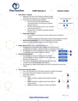 CISSP Domain 3  
Lecture notes 
4 | P a g e  
https://thorteaches.com/  (https://thorteaches.com/)
 
Clark-Wilson - Integr