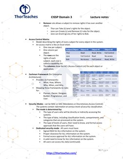 CISSP Domain 3  
Lecture notes 
5 | P a g e  
https://thorteaches.com/  (https://thorteaches.com/)
 
Remove rule allows a