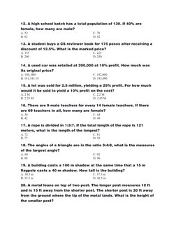 Civil Service Exam Math Problems 2025 | PDF | Ratio | Quantity
