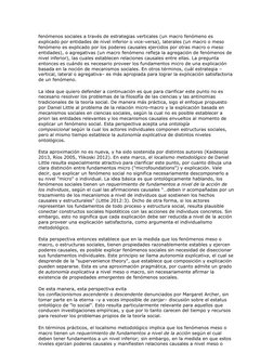 fenómenos sociales a través de estrategias verticales (un macro fenómeno es 
explicado por entidades de nivel inferior o vice