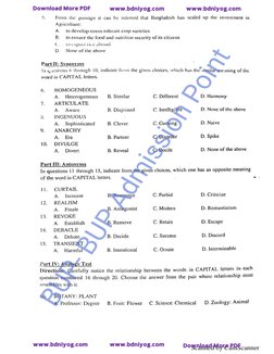 BUP Admission Question Bank 2024 | PDF