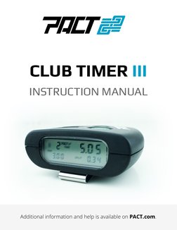 PACT Club Timer III Instruction Manual | PDF
