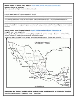 Observa el video “La Religión Azteca (mexica)”. https://www.youtube.com/watch?v=RTftJLUTMrQ (https://www.youtube.com/watch?v=