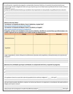 A continuación, responde esta pregunta: ¿comprendes el proceso histórico y la sucesión de acontecimientos que 
tuvieron lugar