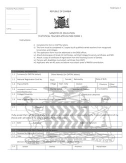 STA Form 1 Teacher Application Guide | PDF | Teachers