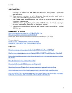 Clear Model Example CLEAR Coaching Model Overview | PDF | Goal | Leadership