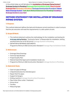 Drainage Piping Installation Method Statement | PDF | Plumbing | Pipe ...