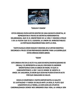  
³OGGUN Y OSHOSI´
 
ESTOS ORISHAS VIVEN JUNTOS DENTRO DE UNA CAZUELITA DEMETAL, SE
REPRESENTAN A TRAVES DE DISTINTAS HERRAMI