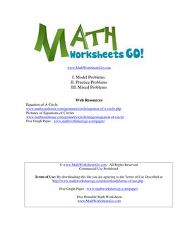 www.MathWorksheetsGo.com    
 
I. Model Problems.  
II. Practice Problems 
III. Mixed Problems 
 
 
Web Resources 
Equati