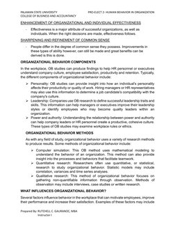 PALAWAN STATE UNIVERSITY 
 PRO-ELECT 2- HUMAN BEHAVIOR IN ORGANIZATION 
COLLEGE OF BUSINESS AND ACCOUNTANCY 
Prepared By: RUT