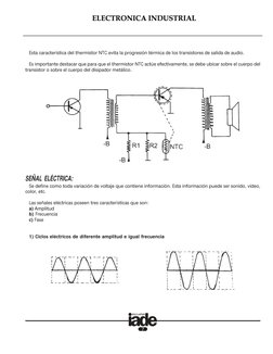 CURSO DE ELECTRONICA INDUSTRIAL
7
Esta característica del thermistor NTC evita la progresión térmica de los transistores de s