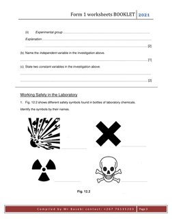 Form 1 worksheets BOOKLET
2021
C o m p i l e d b y M r B a s e b i c o n t a c t : + 2 6 7 7 6 1 3 5 2 0 3