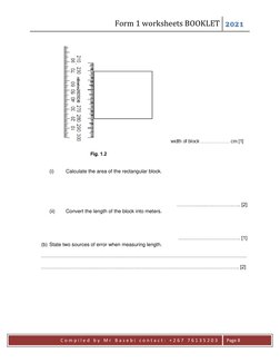Form 1 worksheets BOOKLET
2021
C o m p i l e d b y M r B a s e b i c o n t a c t : + 2 6 7 7 6 1 3 5 2 0 3