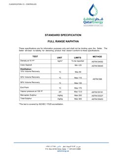 Doha Classification Paper Full Range Naphtha Specifications | PDF