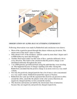OBSERVATION OF ALPHA RAY SCATTERING EXPERIMENT 
 
Following observations were made by Rutherford and conclusions were dra