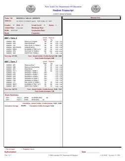 New York City Department Of Education
Student Transcript
UNITY HIGH SCHOOL
Admit Date:
Rank: 
Message Area
Name / Id:
BERMEO,