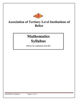 ATLIB MAT 10 Mathematics Syllabus | PDF | Set (Mathematics) | Numbers