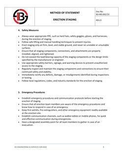 Erection Method Statement for Staging | PDF | Scaffolding | Safety