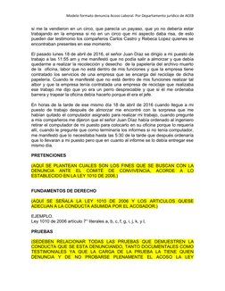 Modelo de Denuncia por Acoso Laboral | PDF