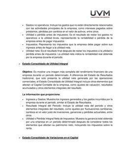 • 
Gastos no operativos: Incluye los gastos que no están directamente relacionados 
con las actividades principales de la