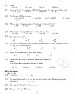 Class 6 Maths Sample Paper 2024 | PDF | Length | Numbers