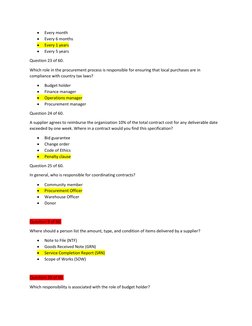 Procurement Exam: 60 Questions & Answers | PDF | Procurement | Warehouse
