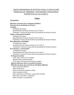 Programa Sintético Fase 2 Preescolar | PDF | Educación de la primera ...