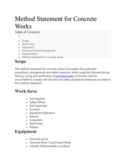 Method Statement for Concrete Works | PDF | Concrete | Building Engineering