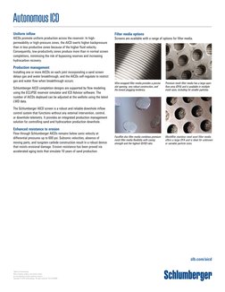 Autonomous ICD
*Mark of Schlumberger
Other company, product, and service names  
are the properties of their respective owner