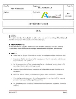 Excavation and Backfilling Method Statement | PDF