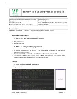Diksha Jadhav – 21203A0057 
 
Page No. | 1 
 
DEPARTMENT OF COMPUTER ENGINEERING 
 
 
Practical Related Questions: 
1. List t