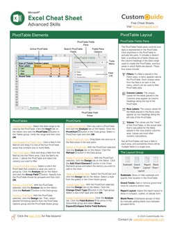 Excel Cheat Sheet | PDF | Microsoft Excel | Software