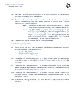 7 
Guidelines for the Local Content Plan 
Template at Contract Level 
4-4.3 Section 4.2 the entity shall List at least 70
