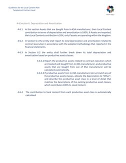 8 
Guidelines for the Local Content Plan 
Template at Contract Level 
4-6 Section 6: Depreciation and Amortization  
4-6.