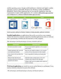 mobile operating system. Google mobile platform is Android, and Apple’s mobile 
operating system is called IOS. Windows has W