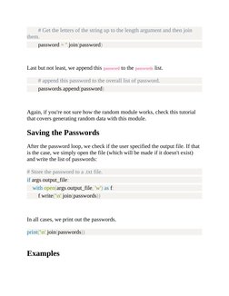 # Get the letters of the string up to the length argument and then join
them.
        password = ''.join(password)