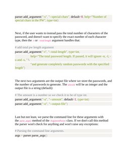 parser.add_argument("-s", "--special-chars", default=0, help="Number of
special chars in the PW", type=int)
 
Next, if the us