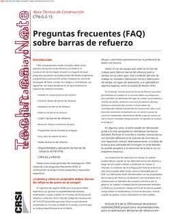 Nota Técnica de Construcción 
CTN-G-2-15
Preguntas frecuentes (FAQ) 
sobre barras de refuerzo
Introducción
dibujos o permitid