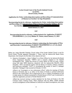 In the Circuit Court of the Fourth Judicial Circuit, 
in and for 
Duval County, Florida 
Application for Order Authorizing In
