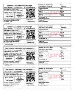 CHILENA DE REVISIONES TECNICAS SPA
LO BLANCO 1789 LA PINTANA
PLANTA: B-1327
FONO: 223070813
PLACA PATENTE
N° B132700000009413