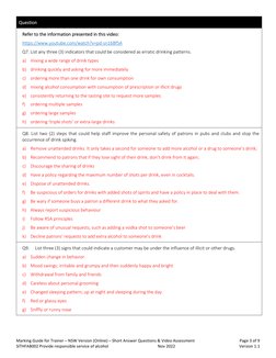 Marking Guide for Trainer – NSW Version (Online) – Short Answer Questions & Video Assessment  
Page 3 of 9 
SITHFAB002 Provid
