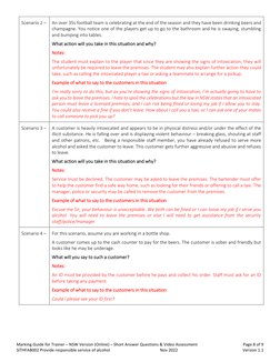 Marking Guide for Trainer – NSW Version (Online) – Short Answer Questions & Video Assessment  
Page 8 of 9 
SITHFAB002 Provid