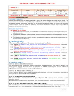 1 | P a g e  
 
MICROPROCESSORS AND MICROCONTROLLERS 
 
V Semester: ECE 
Course Code 
Category 
Hours / Week 
Credits 
Maximu