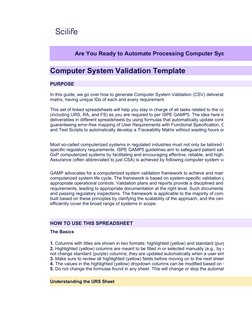 Computer System Validation Template Guide | PDF | Risk | Spreadsheet
