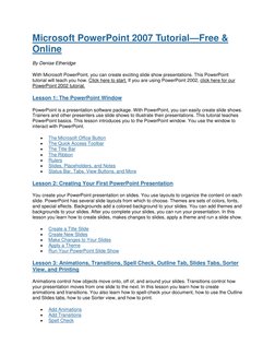 PowerPoint 2007 Tutorial for Beginners | PDF | Microsoft Power Point ...