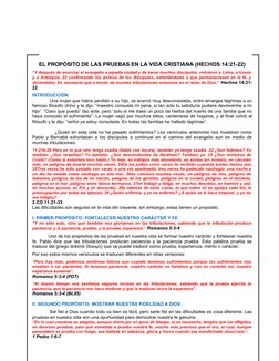EL PROPÓSITO DE LAS PRUEBAS EN LA VIDA CRISTIANA (HECHOS 14:21-22)
“Y después de anunciar el evangelio a aquella ciudad y de