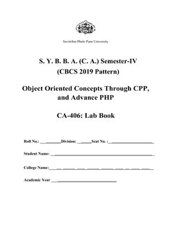 Savitribai Phule Pune University
S. Y. B. B. A. (C. A.) Semester-IV
(CBCS 2019 Pattern)
Object Oriented Concepts Through CPP,